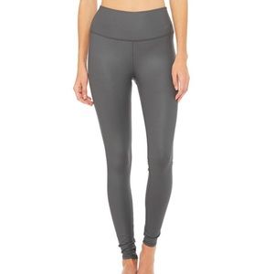 High waist glossy airbrush legging in slate